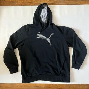 PUMA LOGO HOODIE SIZE XXL BLACK ATHLEISURE Y2K